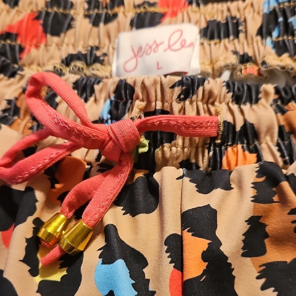 Colorful Leopard Print Drawstring Shortd - Picture 2 of 3